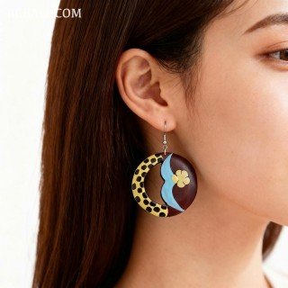 Handcrafted Painting Wood Earrings Originally Handmade